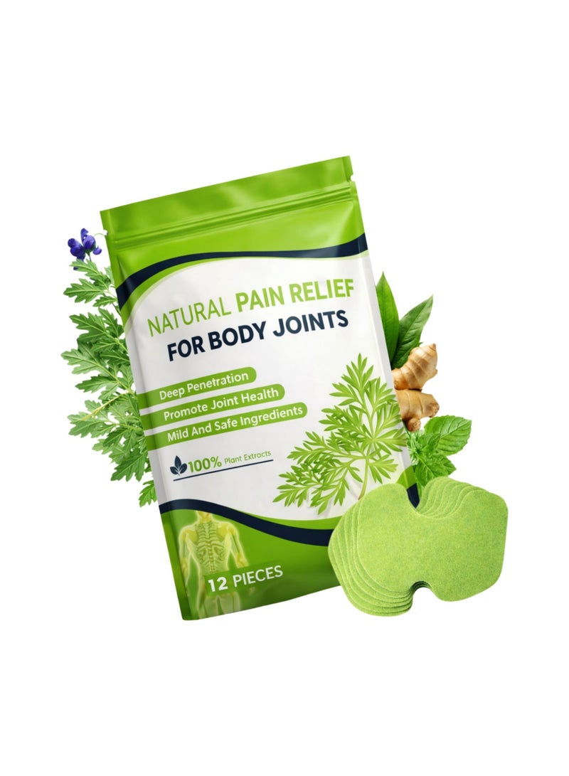 AL ARAS Natural Pain Relief Patch for Body Joints | Herbal Comfort Patch for Back, Knee, Shoulder & Muscle Support | Easy Apply, Skin-Friendly (3 Pack of 12 patches) - Image 1